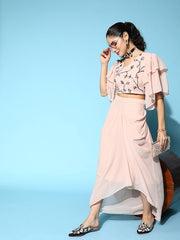 Women Self Design Top With Skirt - Inddus.com