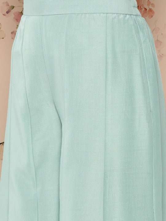 Women Solid Kurta With Palazzos With Jacket