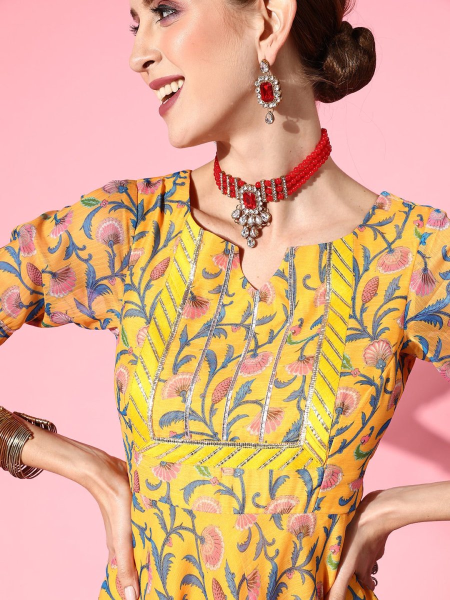 Women Solid Poly-Chiffon Ethereal Embroidery Kurta Set - Inddus.com