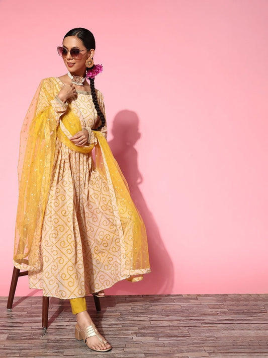 Women Solid Poly-Chiffon Ethereal Embroidery Kurta Set - Inddus.com