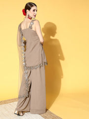 Women Solid Poly-Georgette Scalloped Edge Kurta Set - Inddus.com