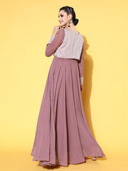 Women Stylish Mauve Georgette Elevated Gown - Inddus.com