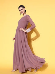 Women Stylish Mauve Georgette Elevated Gown - Inddus.com