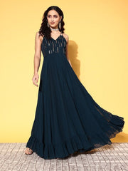 Women Teal Embellished Gown for Days - Inddus.com