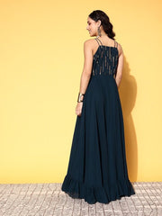 Women Teal Embellished Gown for Days - Inddus.com