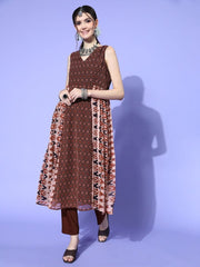 Women Tribal Poly Chiffon Print Parade Kurta Set - Inddus.com