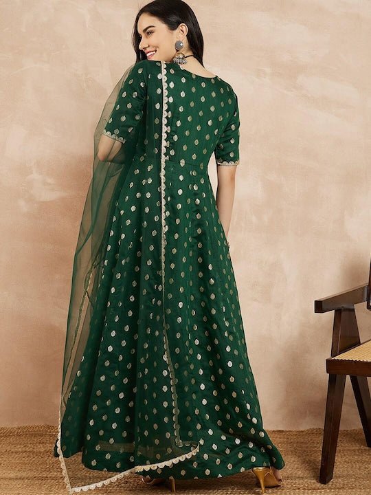 Women Woven Design Anarkali Kurta With Dupatta - Inddus.com