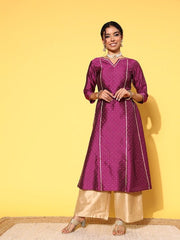 Women Woven Design Gotta Patti Anarkali Kurta - Inddus.com