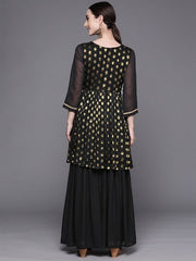 Women Woven Design Kurti With Sharara - Inddus.com
