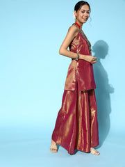 Women Woven Design Silk Blend Ethereal Embroidery Kurta Set - Inddus.com