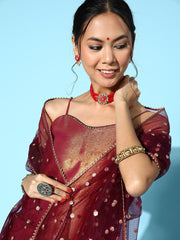 Women Woven Design Silk Blend Ethereal Embroidery Kurta Set - Inddus.com