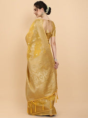 Women Yellow Ethnic Motifs Woven Design Saree with Blouse Piece - Inddus.com