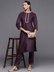 Women Yoke Design Regular Gotta Patti Kurta with Trousers - Inddus.com