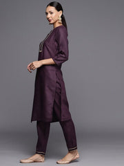 Women Yoke Design Regular Gotta Patti Kurta with Trousers - Inddus.com