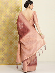 Woven Design Ethnic Motifs Zari Linen Blend Saree - Inddus.com