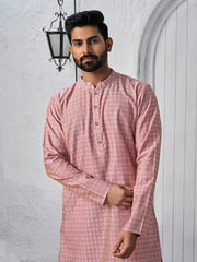 Woven Design Mandarin Collar Kurta - Inddus.com