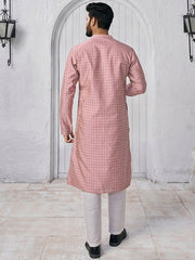 Woven Design Mandarin Collar Kurta - Inddus.com