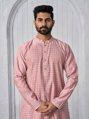 Woven Design Mandarin Collar Kurta - Inddus.com