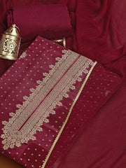 Woven Design Zari Organza Unstitched Dress Material - Inddus.com