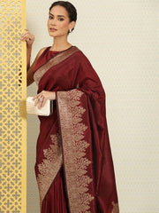 Woven Design Zari Silk Blend Saree - Inddus.com