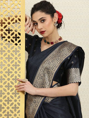 Woven Design Zari Silk Blend Saree - Inddus.com