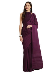 Woven Mauve Silk Blend Saree - inddus-us