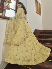 Yellow Art Silk Embroidered Lehenga Choli - Inddus.com