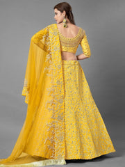 Yellow Art Silk Partywear Lehenga Choli - inddus-us