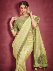 Yellow Fancy Fabric Designer Saree - Inddus.com