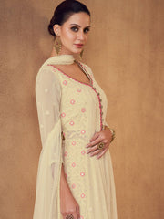 Yellow Georgette Partywear Anarkali-Suit - Inddus.com
