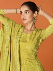 Yellow Georgette Partywear Anarkali Suit - Inddus.com