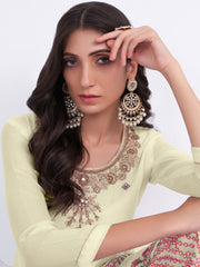 Yellow Georgette Partywear Palazzo-Suit - Inddus.com