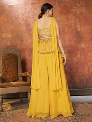 Yellow Georgette Wedding Sharara Suit - Inddus.com