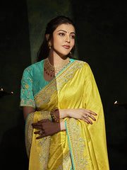 Yellow Silk Traditional Saree - Inddus.com
