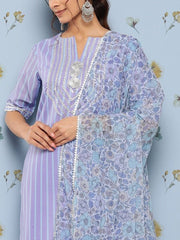 Yoke Design Regular Gotta Patti Kurta With Trousers & Dupatta - Inddus.com