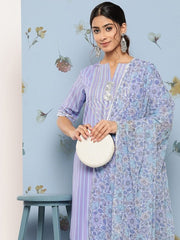 Yoke Design Regular Gotta Patti Kurta With Trousers & Dupatta - Inddus.com