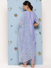 Yoke Design Regular Gotta Patti Kurta With Trousers & Dupatta - Inddus.com