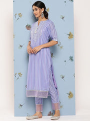 Yoke Design Regular Gotta Patti Kurta With Trousers & Dupatta - Inddus.com